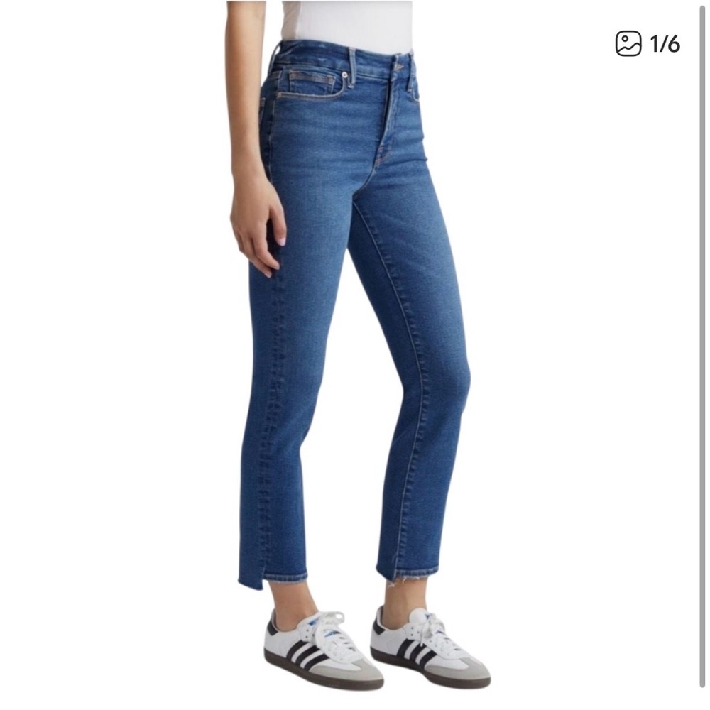 Good American Good Legs Step Hem‎ Ankle Straight Leg Jeans